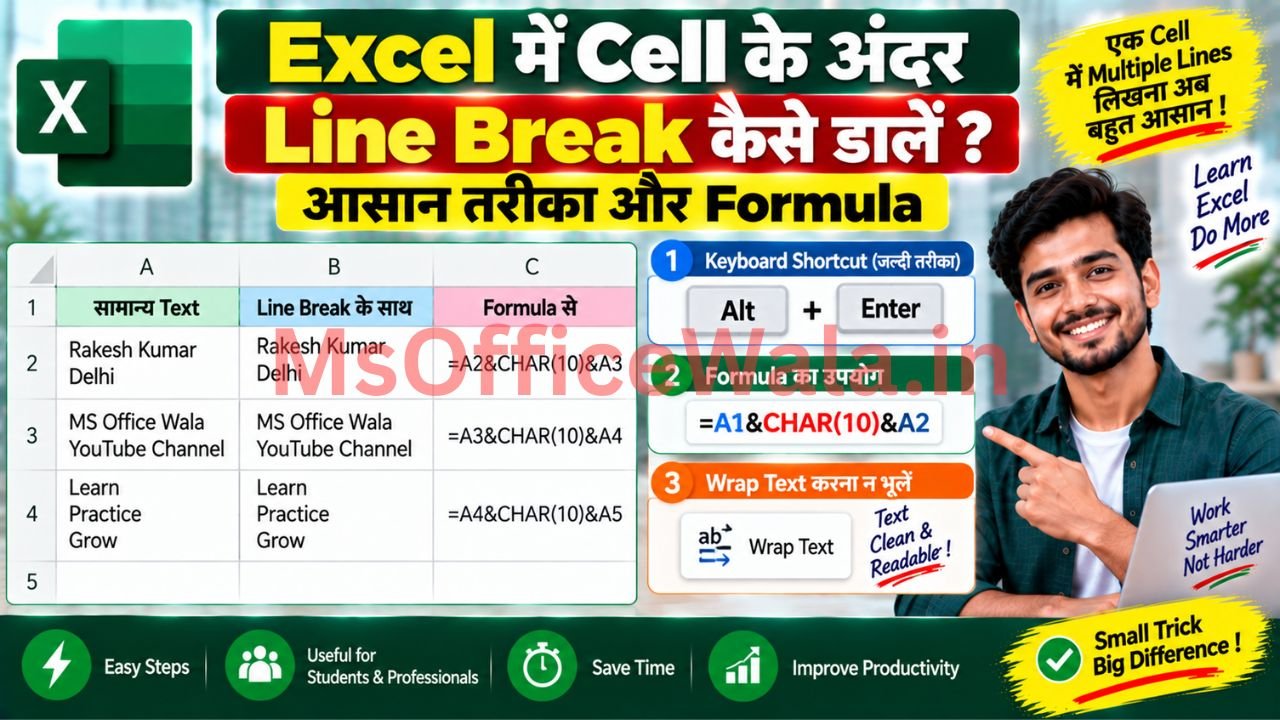 Excel में Cell के अंदर Line Break कैसे डालें?