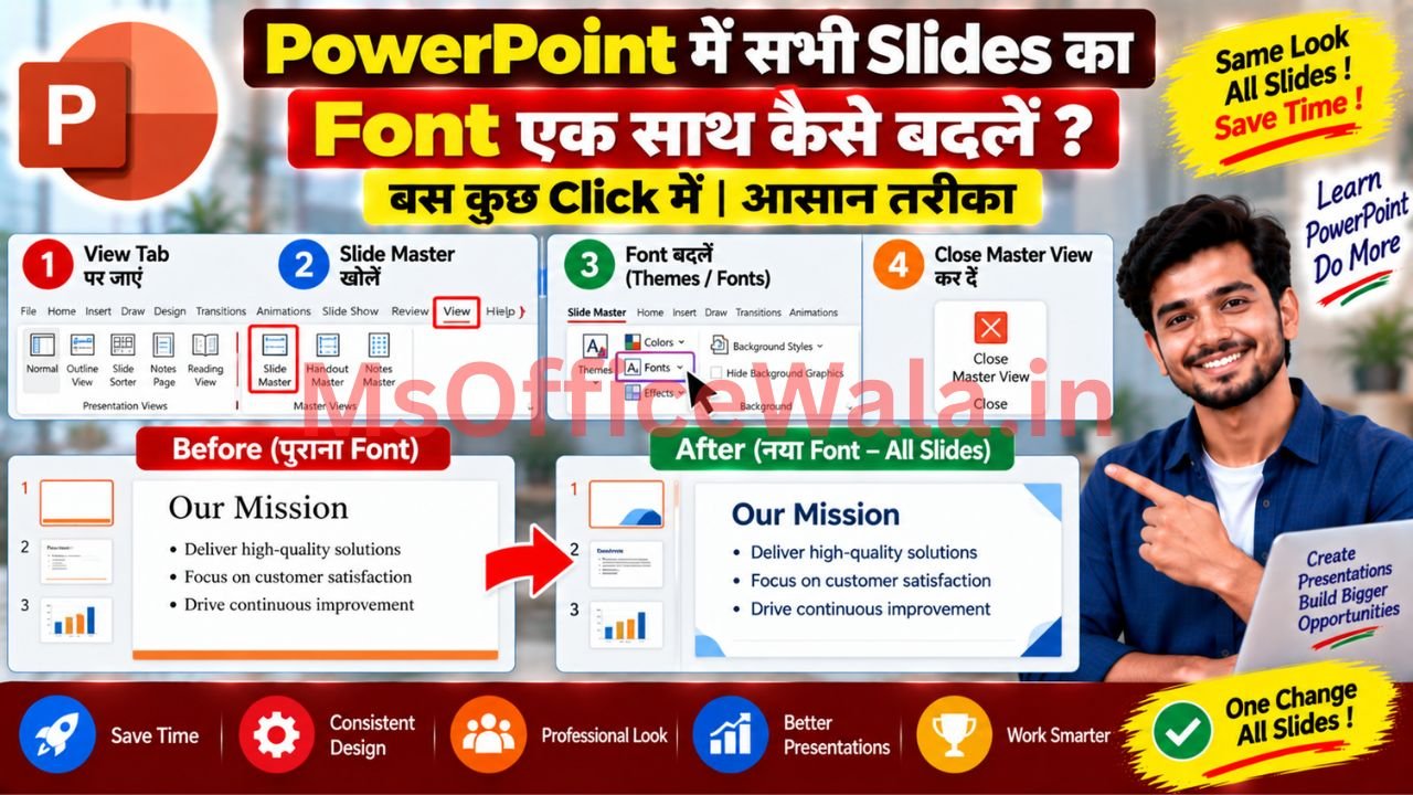 PowerPoint में सभी Slides का Font एक साथ कैसे बदलें?